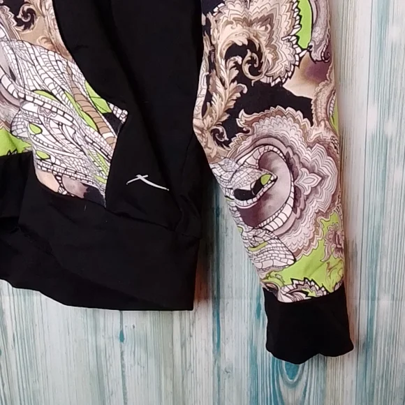 Gottex full zip hoodie black with printed sleeves, good and pockets medium - Picture 4 of 6